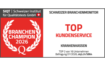 Siegel von SIQT, Top Kundenservice in der Branche Krankenversicherungen