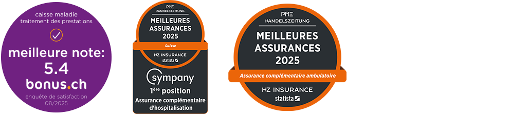 Meilleures notes pour Sympany par bonus.ch et PME