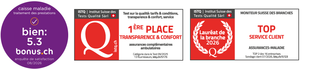 Meilleures notes pour Sympany par bonus.ch et ISTQ