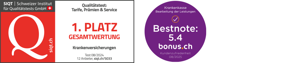 Bestnoten für Sympany von bonus.ch und SIQT