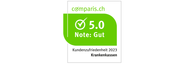 Comparis-Label Kundenzufriedenheit Krankenkassen, Note: gut (5.0)