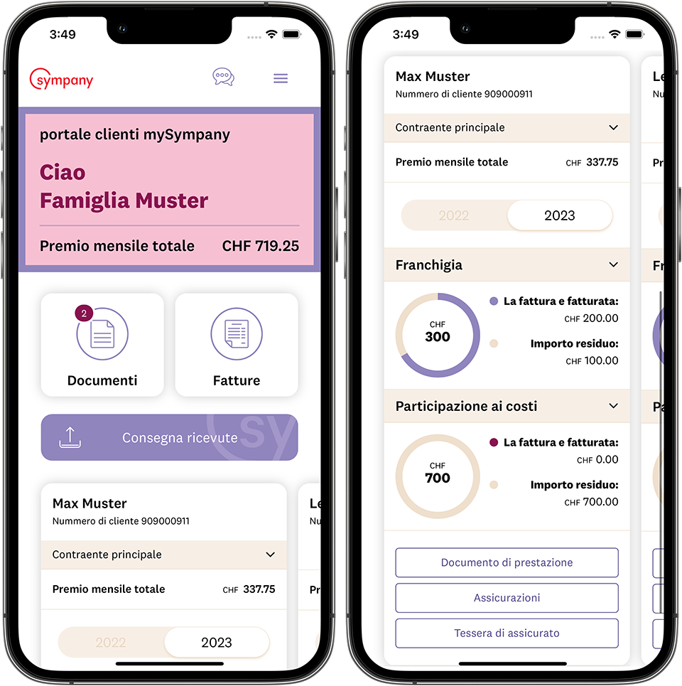 App mySympany per iPhone e Android