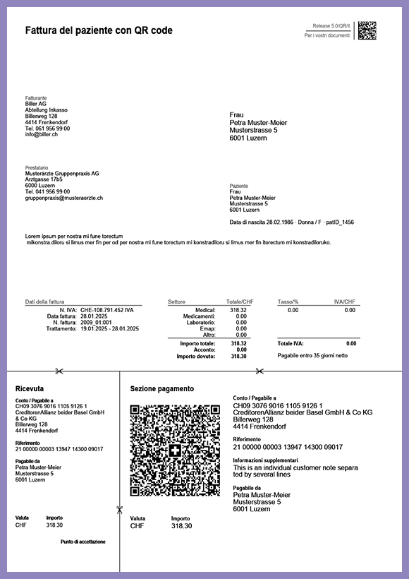 Fattura TG 2026 LAMal Pagina 1 Sezione pagamento