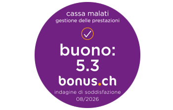 Marchio di qualità di bonus.ch relativo alla soddisfazione dei clienti riguardo alle assicurazioni sanitarie nella gestione delle prestazioni