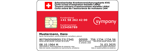 Recto de la carte d'assuré Sympany