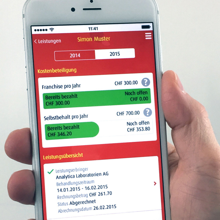 Jahr 2015: App mySympany auf einem Smartphone