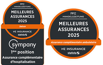 Sceau de PME en français, 1. place à l'assurance complémentaire hospitalière, 2e place à l'assurance complémentaire ambulatoire de Sympany
