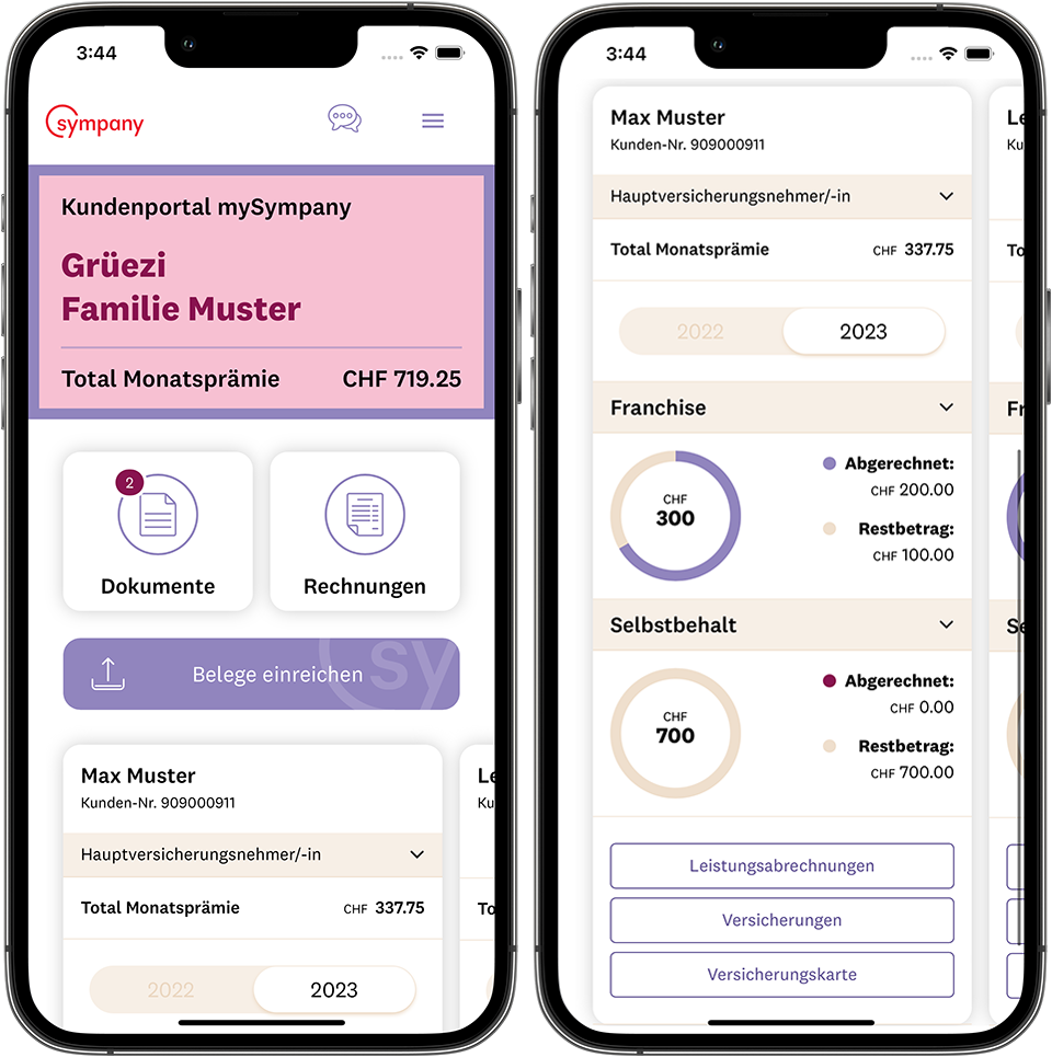 mySympany App für iPhone und Android