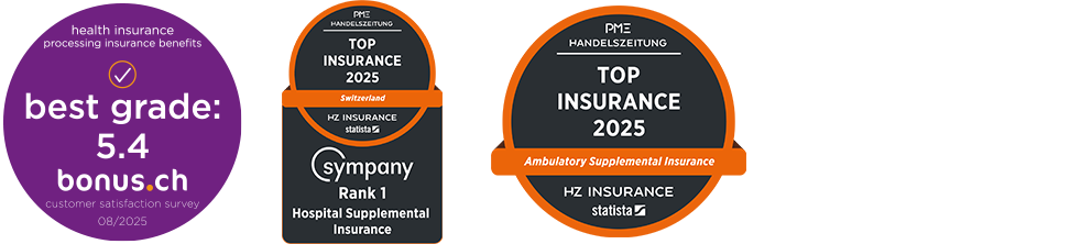 Top ratings for Sympany from bonus.ch and HZ Insurance