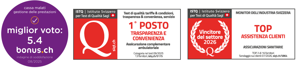 Il massimo dei voti per Sympany da bonus.ch e ISTQ
